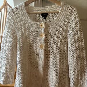 Talbots Crochet Cream Sweater EUC